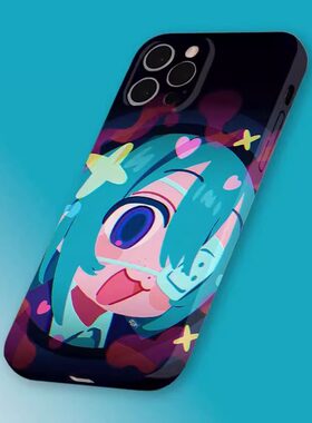 晱晱可爱眼罩大眼初音miku手机保护壳适用苹果16promax/17/iPhone12/14/15plus手机保护壳OPPOvivo一加红米k8
