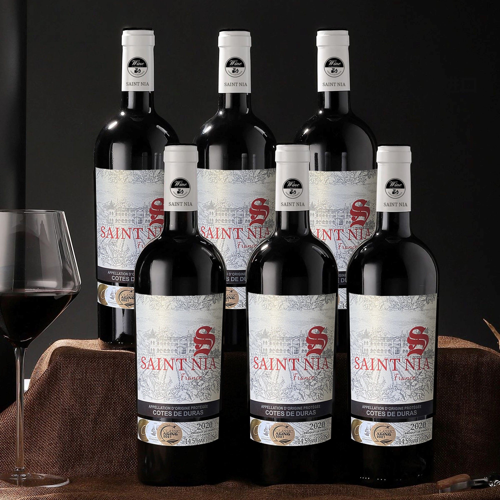 法国进口14.5度红酒整箱AOP级赤霞珠红酒干红葡萄酒红酒礼盒装