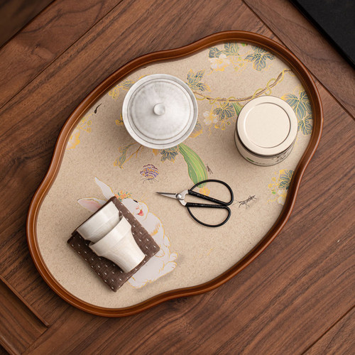 卡通竹制茶盘托盘家用茶具收纳