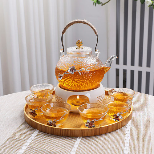 镶锡带过滤水果花茶壶 耐热可加热