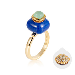 【臻选】天然青金石方形香薰精油戒指 闭口新升级设计可换戒头 GG