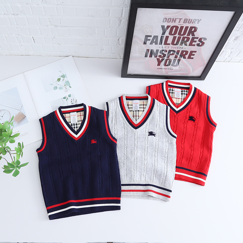 学生校服无袖针织衫背心日韩小孩毛衣马甲男童春秋保暖线衣套头