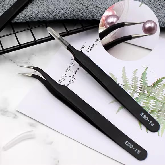 烘焙工具翻糖蛋糕装饰不锈钢防静电弯头直头镊子裱花糖珠夹子金箔