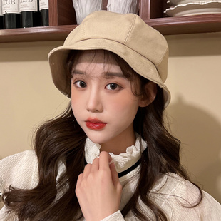 秋冬小帽子女款2025新款时尚太阳帽贝雷帽蓓蕾云朵帽渔夫帽0904u