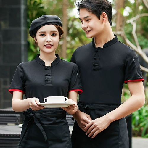 Тонкая летняя футболка для работы, китайский стиль, короткий рукав