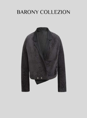 BARONY【98408】珍珠羔拉贡LACON一月小胎羊双穿皮草外套真皮毛一