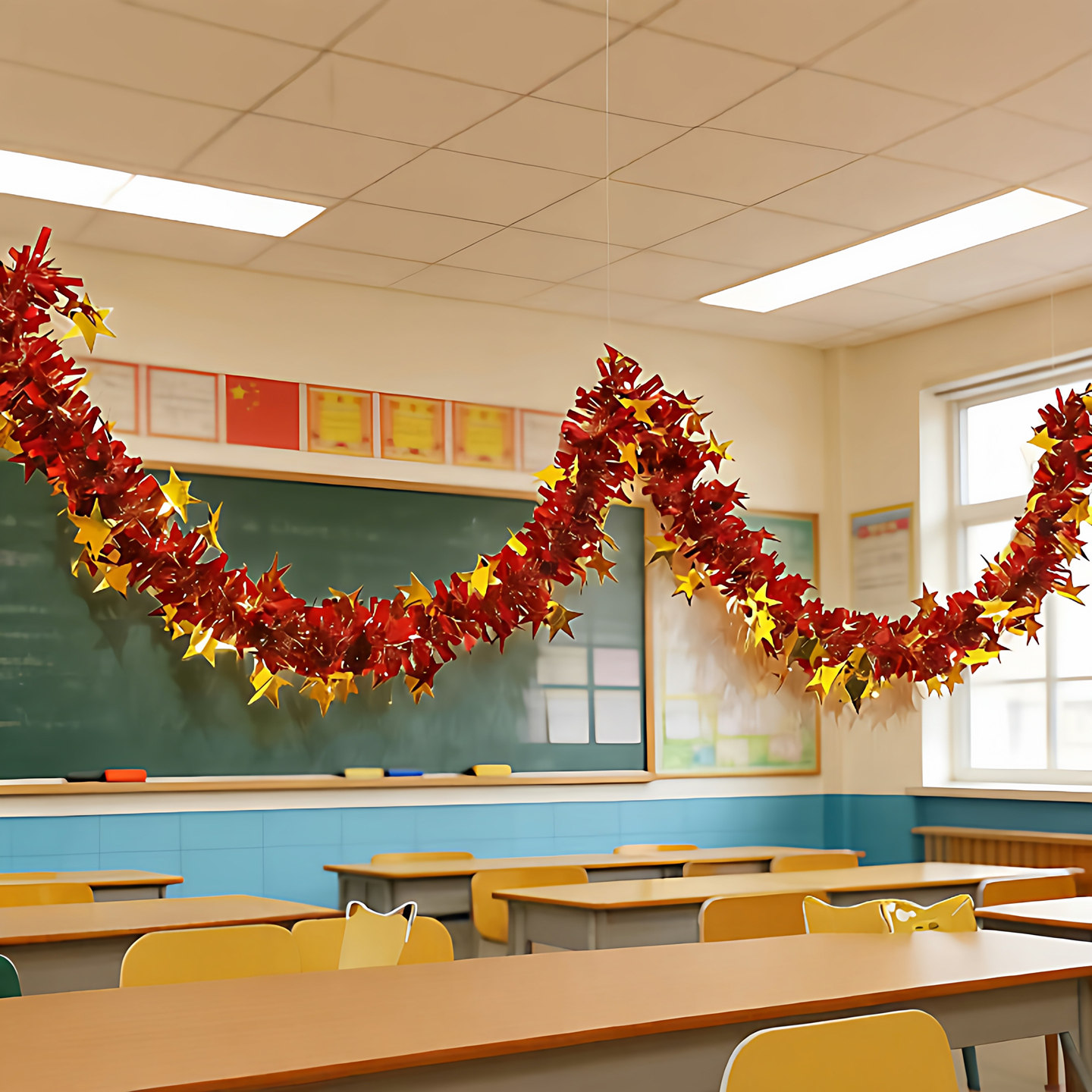 六一儿童节学校布置彩带装饰吊顶拉花圣诞节室内布置道具开学装扮