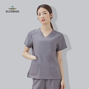洗手衣男深灰色工作服牙科口腔医院洗手衣隔离衣女医生工作服短袖