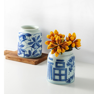 池上之家 手绘青花瓷陶瓷大号摆件景德镇茶叶储存罐家用茶密封罐