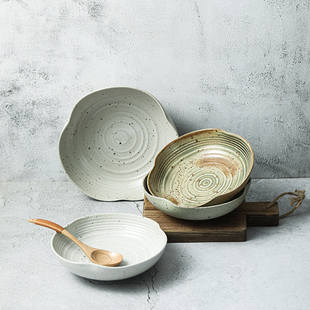 池上之家 ins花边复古碗盘家用日式陶瓷餐具创意点心盘沙拉盘