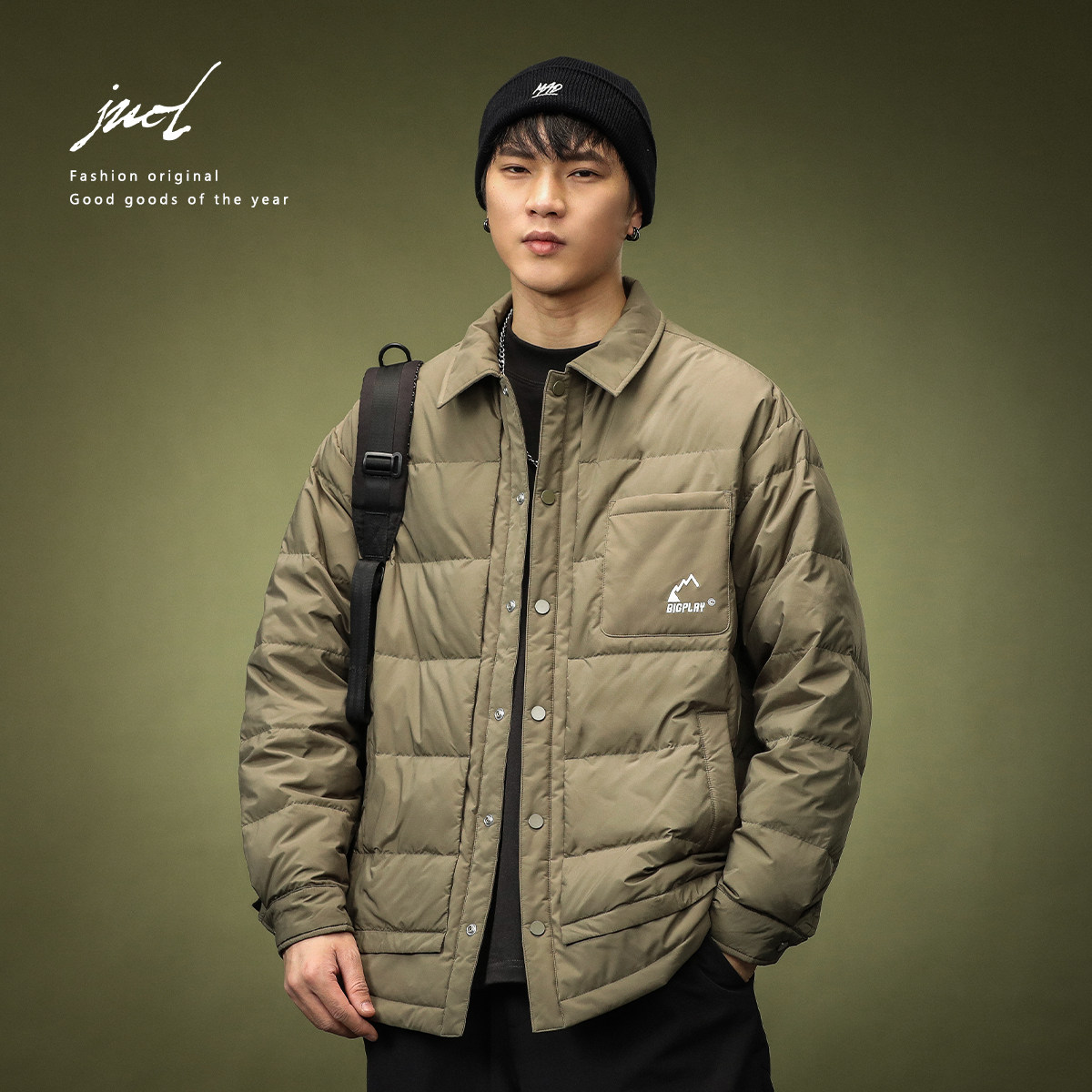 新国标90白鸭绒衬衫式羽绒服男款