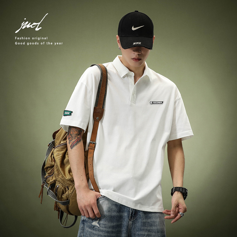 230g重磅双纱爽滑棉短袖POLO衫男宽松青年保罗T恤美式设计感体恤