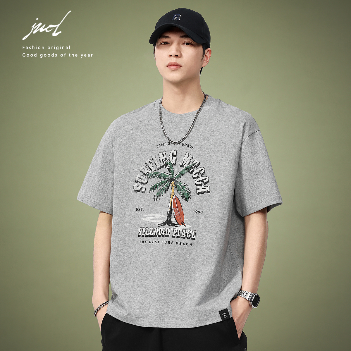 夏季新款美式复古短袖t恤男