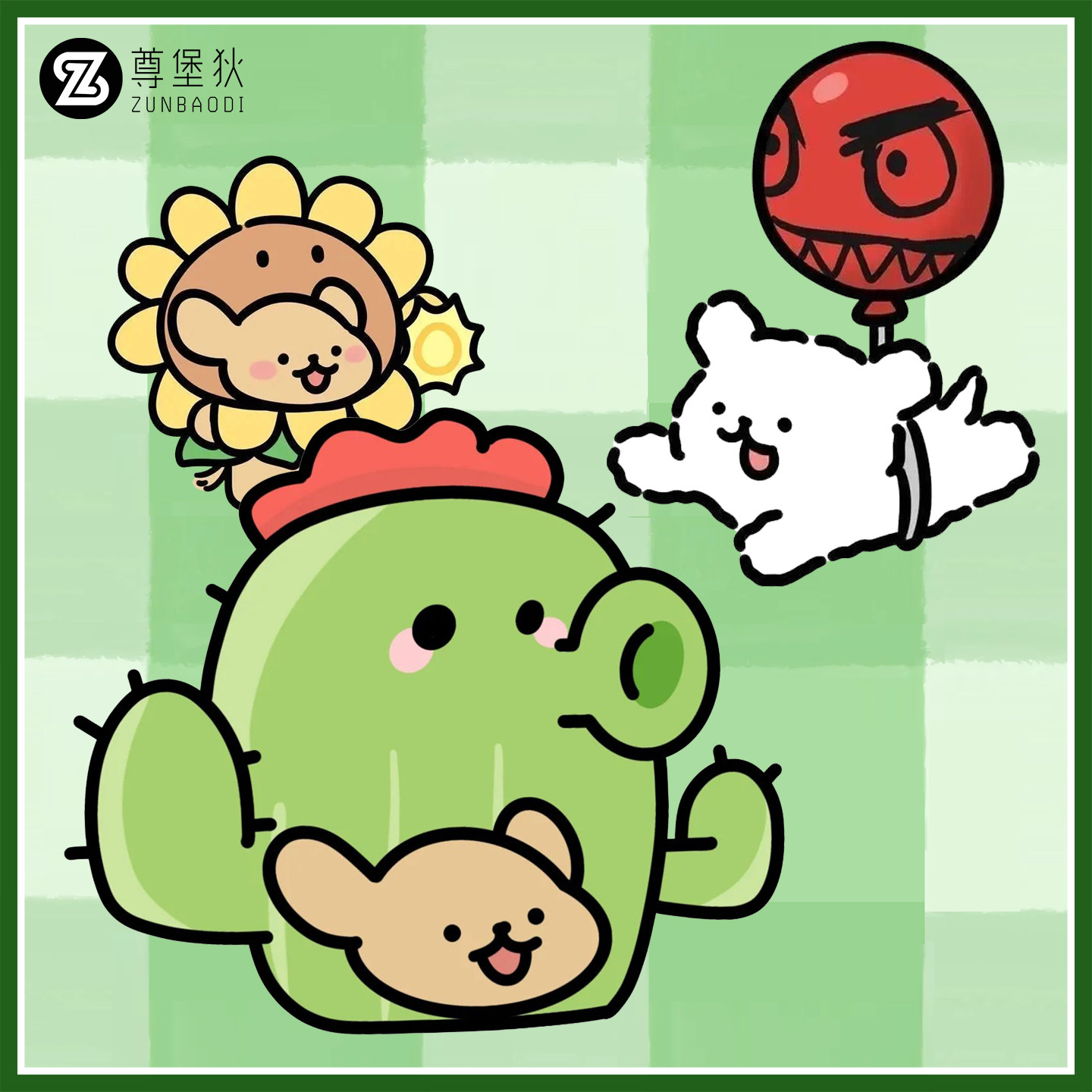 线条小狗联名植物大战僵尸趣味T恤学生儿童情侣夏季休闲衣服短袖