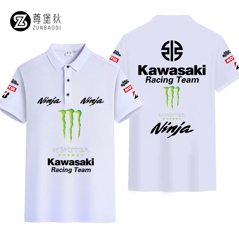 Kawasaki, polo, summer racing car, jersey, with short sleeve