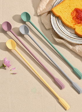韩国食品硅胶双头刮刀搅拌勺调酒棒奶粉蜂蜜耐高温长柄搅拌棒