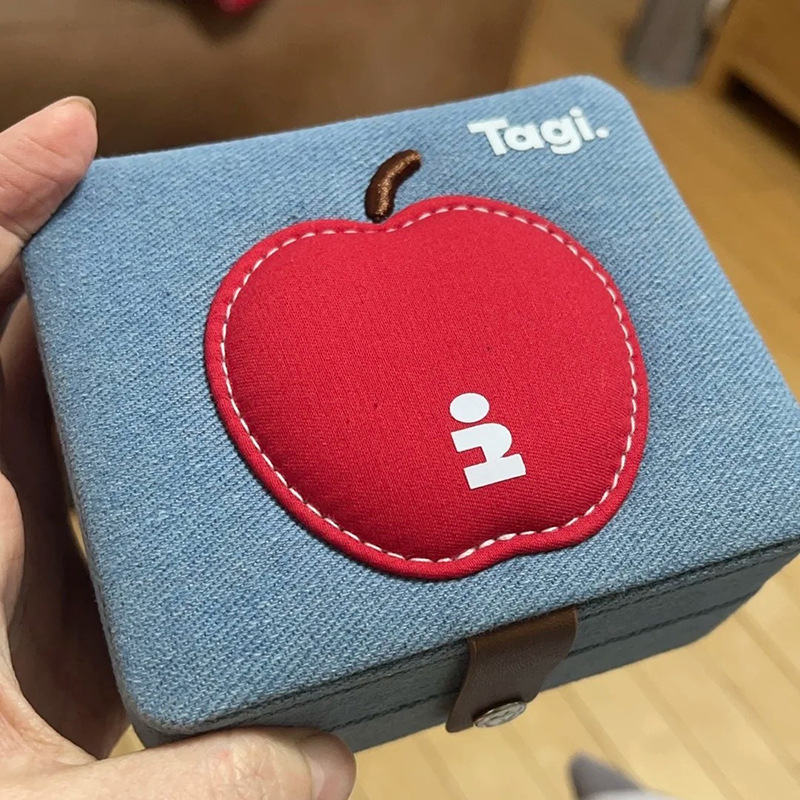 Tagi苹果压缩饼干创意小众可爱首饰盒便携双层大容量化妆品收纳盒