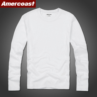 圆领纯色打底衫 美洲海岸af长袖 简约宽松美式 薄款 T恤男纯棉春秋季