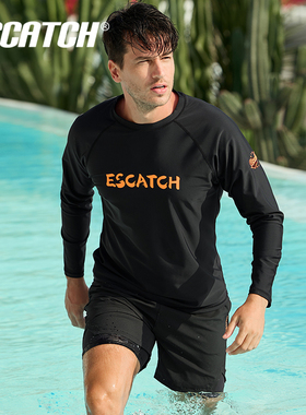 男士泳衣上衣游泳套装长袖防晒速干专业大码男游泳衣冲浪服水母服