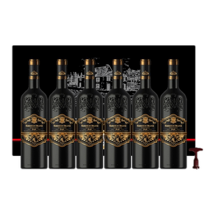 A金蛇年货节法国进口红酒整箱6支14.5高度干红葡萄酒礼盒装浮雕瓶
