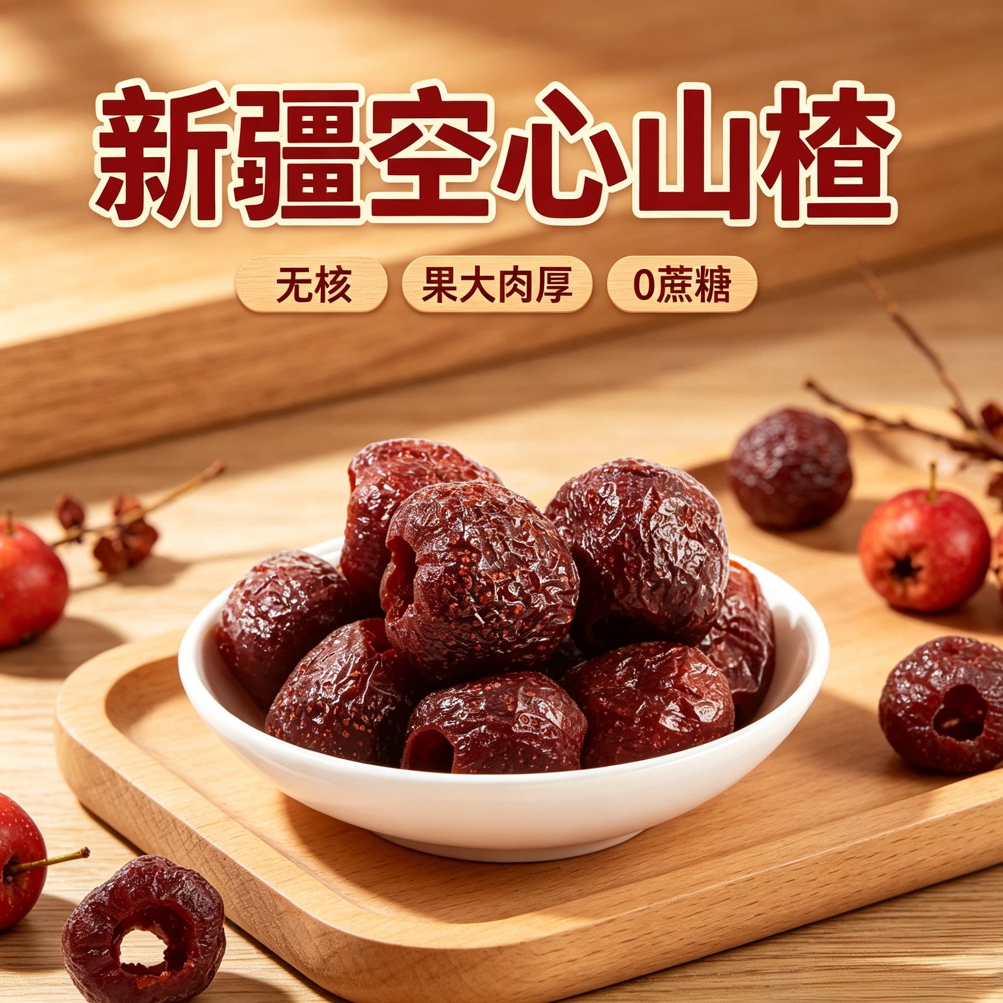 疆瀚新疆空心山楂200g*3袋无核山楂球0脂肪解馋的山楂特产小零食