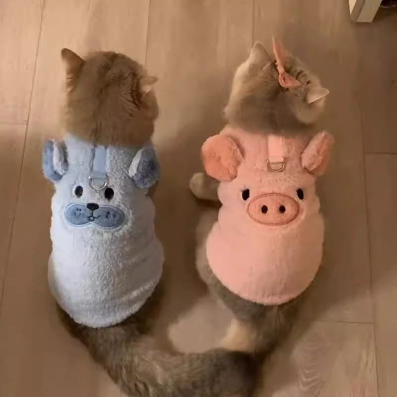 狗狗衣服小型犬猫咪可爱小猪卫衣可牵引防掉毛英短布偶蓝猫宠物加