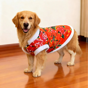 大狗狗衣服秋冬款保暖东北大花棉袄边牧金毛大型犬新年喜庆防掉毛