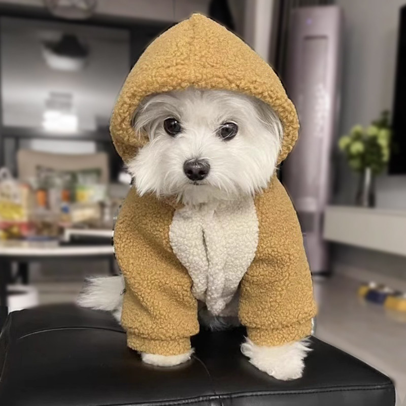 狗衣服秋冬季加厚保暖棉衣可牵引
