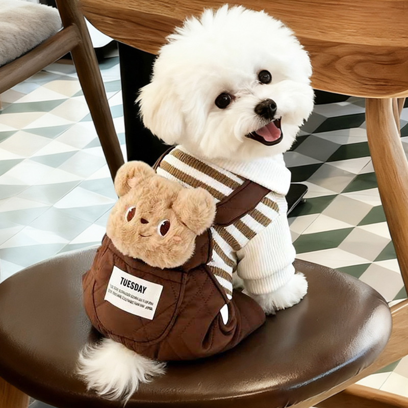 狗狗衣服秋冬款小型犬比熊泰迪博美宠物冬季保暖棉衣可牵引四脚衣