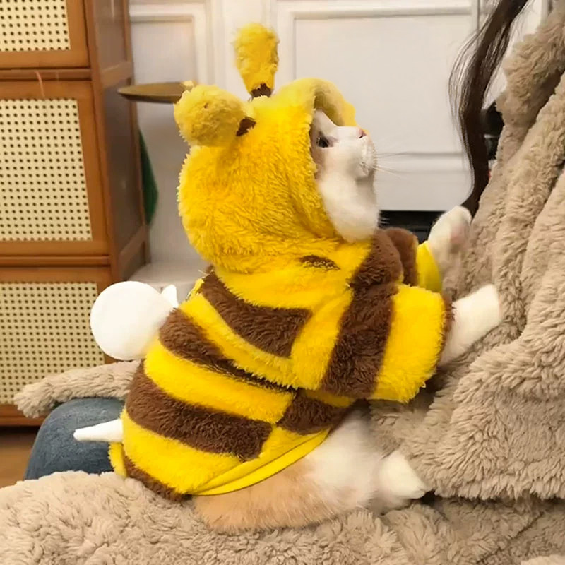 猫咪衣服秋冬保暖小蜜蜂绒绒衣