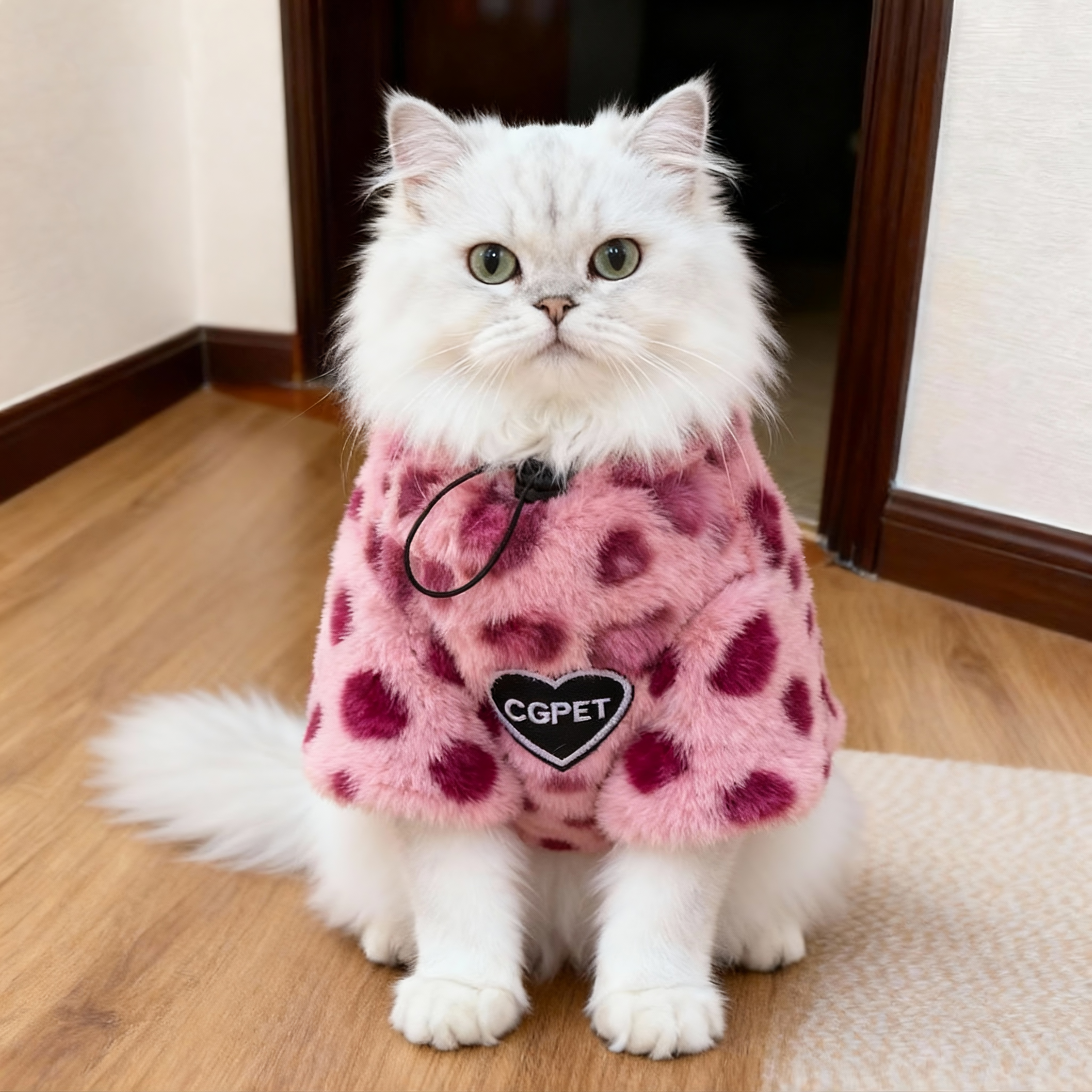 猫咪衣服秋冬款豹纹卫衣加绒保暖