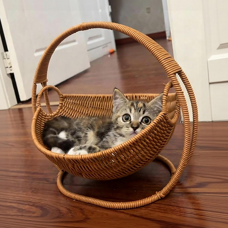 摇篮猫窝藤编吊篮小猫秋千吊床猫咪悬挂式编织摇床四季通用宠物窝