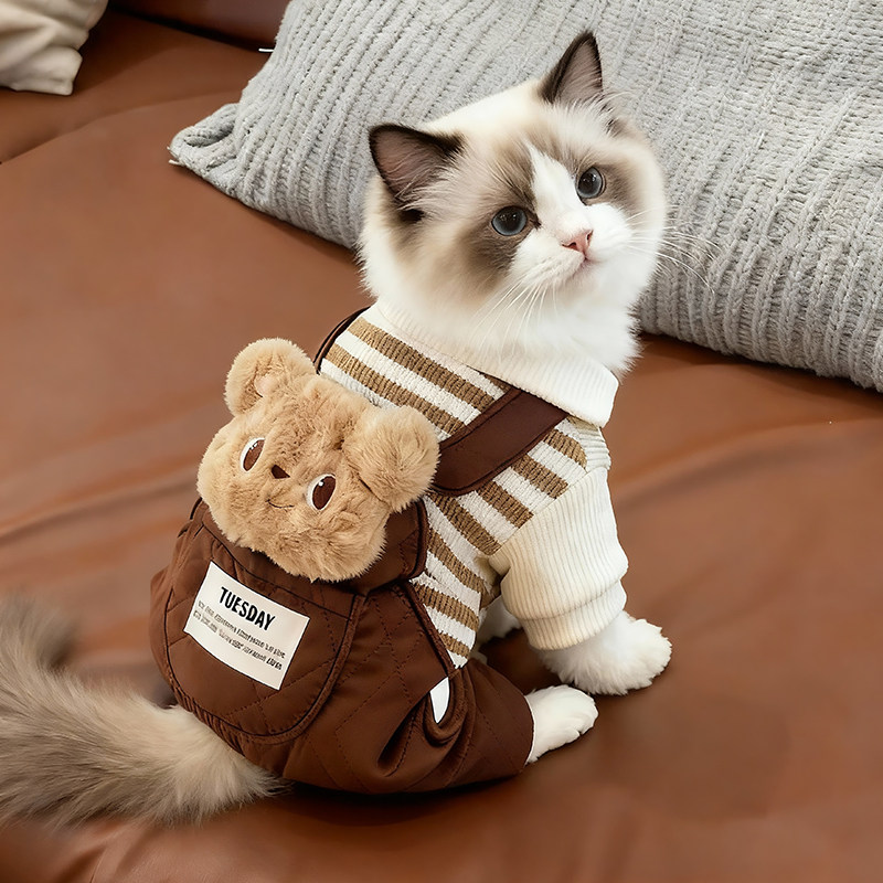 猫咪衣服秋冬加绒加厚保暖四脚衣