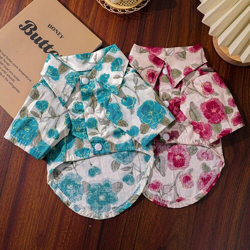 Dog clothes Summer holiday beach style shirt Schnauzer Teddy bear small puppy pet cat clothing