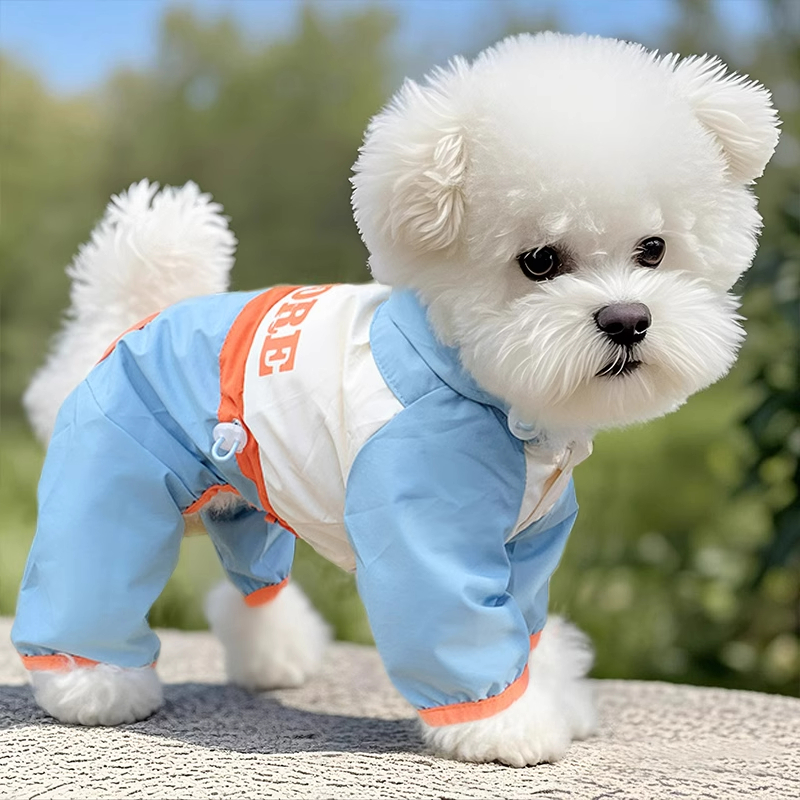 狗狗衣服夏季户外防水连帽冲锋衣泰迪比熊博美四脚衣宠物小狗雨衣