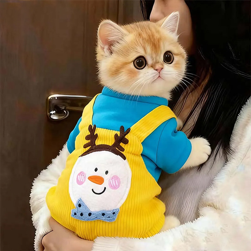 猫咪衣服秋冬加厚保暖雪人四脚衣