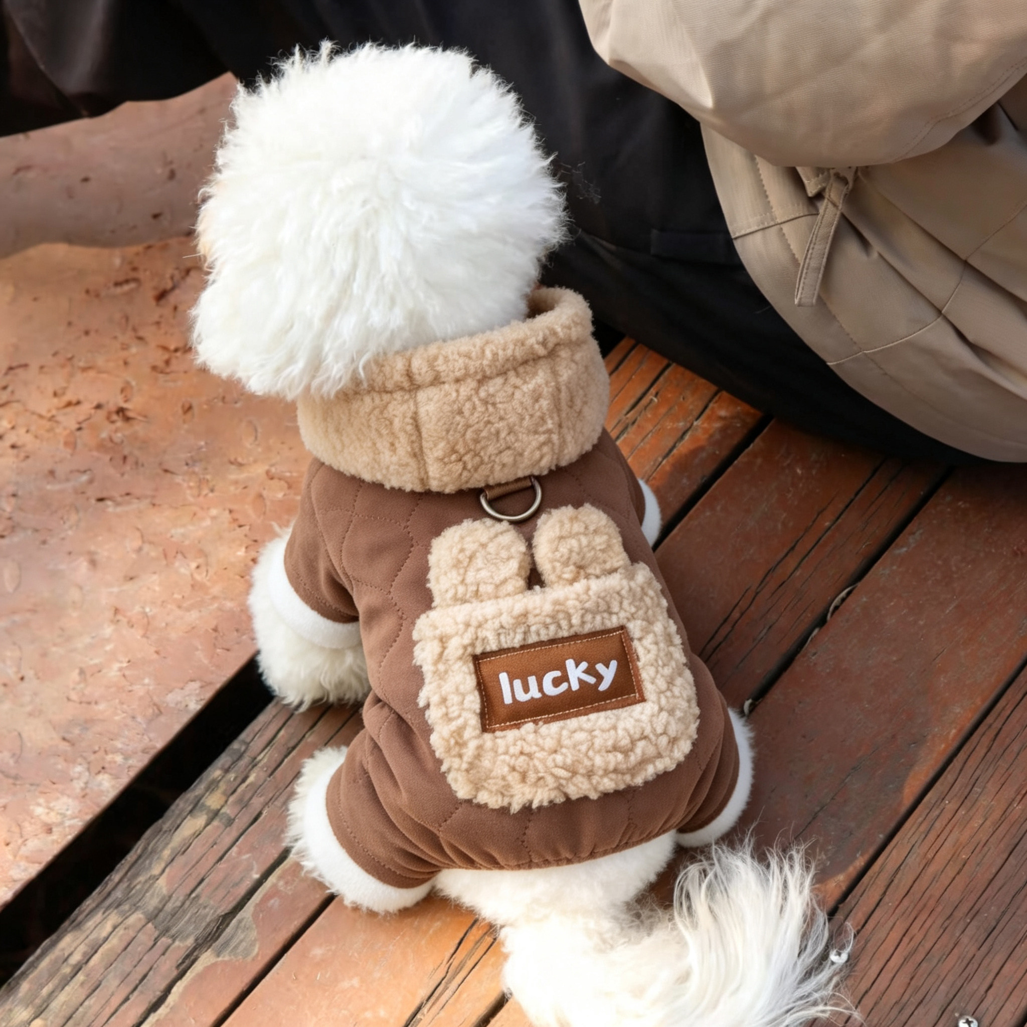 狗狗衣服小型犬冬季保暖四脚衣加绒加厚防掉毛泰迪比熊可牵引棉衣