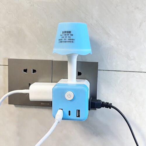 台灯带插座一体多功能语音控制智能小夜灯家用卧室床头插电睡眠灯