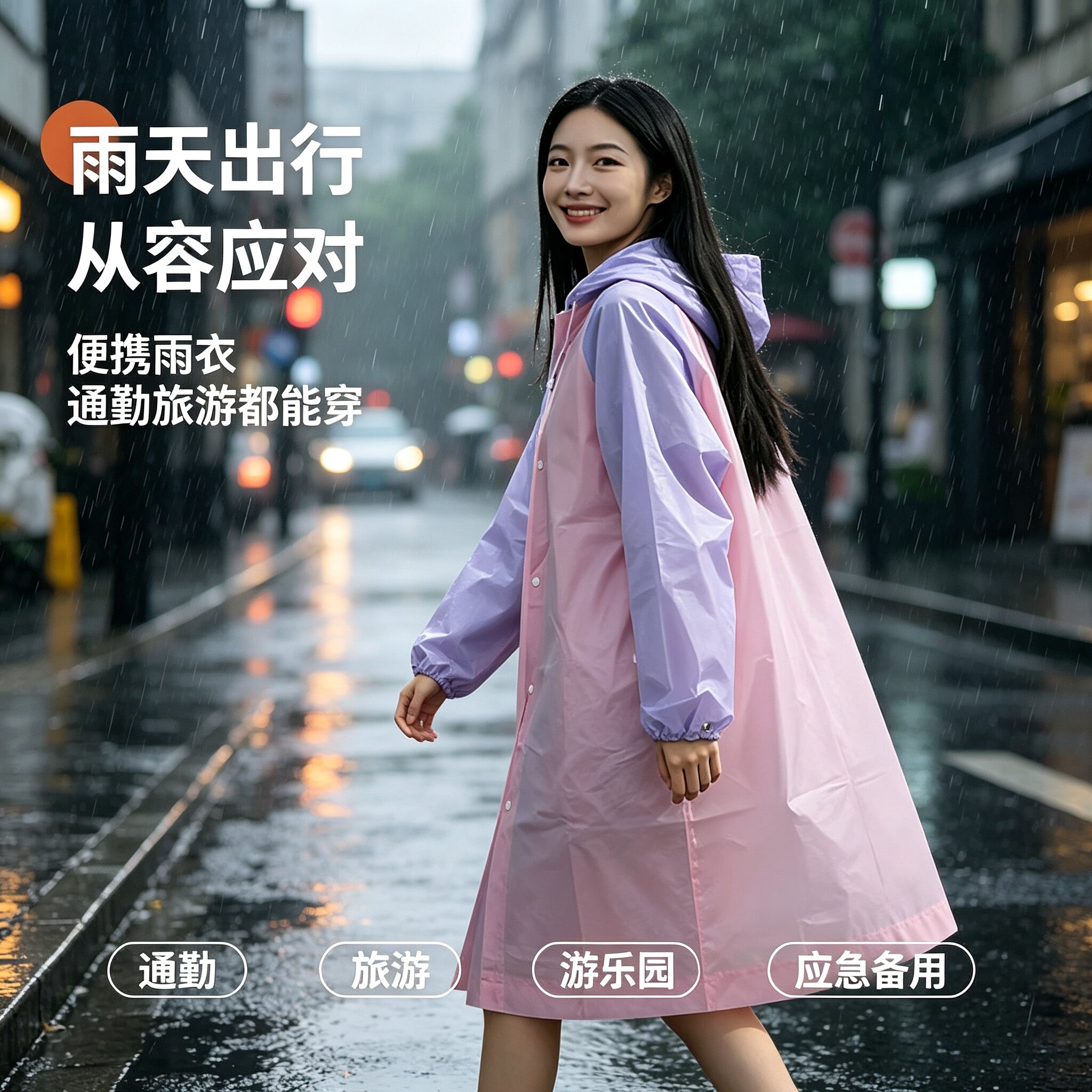 eva雨衣非一次性加厚时尚旅游出行便携式连体雨披一体式全身防雨