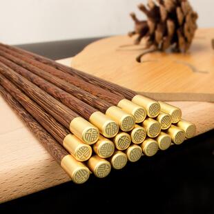 天然鸡翅木筷子耐高温抗菌防霉块子合金颜色健康吃97369 家用新款