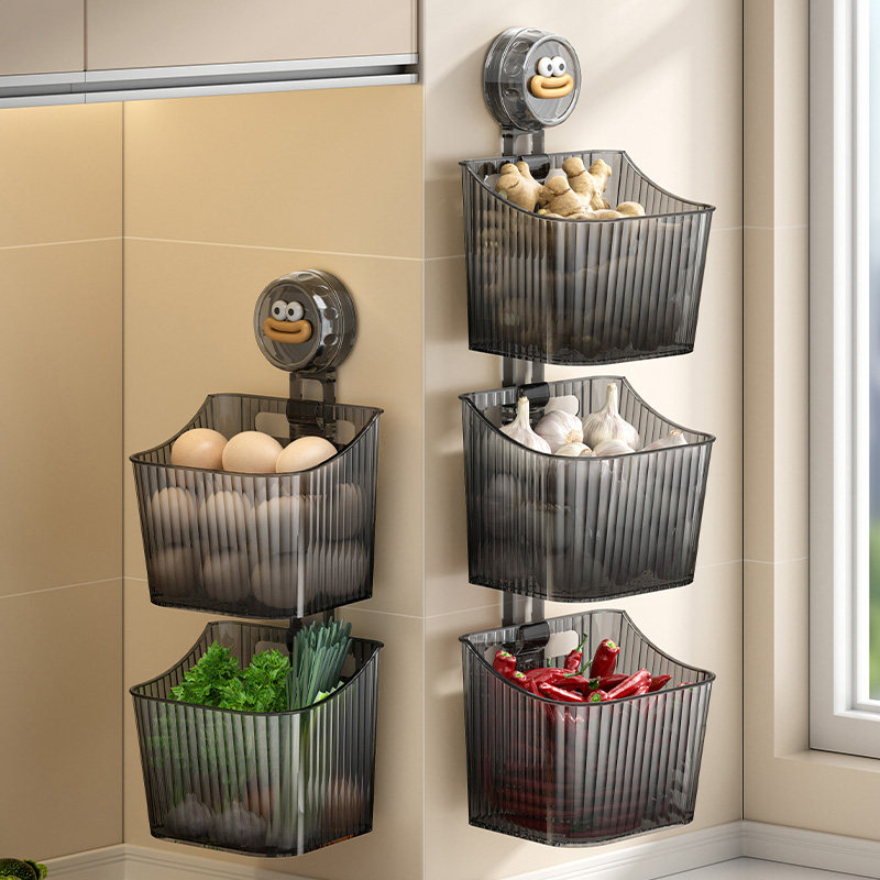 吸盘葱生姜大蒜收纳盒厨房置物架壁挂收纳神器免打孔挂篮亚克力筐,厨房/烹饪用具,厨房置物架/置物柜/角架,淘宝优惠券,粉丝福利购,淘宝优惠卷