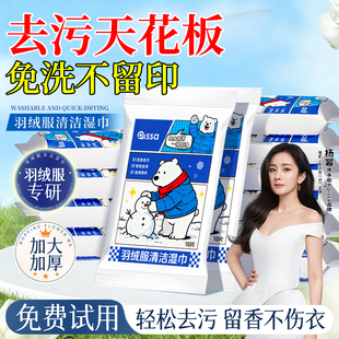 羽绒服免水洗清洁湿巾强力去油去污渍家用正品不留痕干洗便携小包