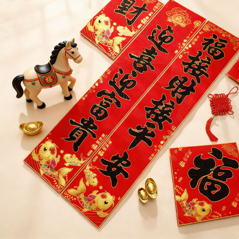 2026 春节马年对联 植绒布高档质感家用大门福字新年装饰立体贴纸,节庆用品/礼品,对联,淘宝优惠券,粉丝福利购,淘宝优惠卷