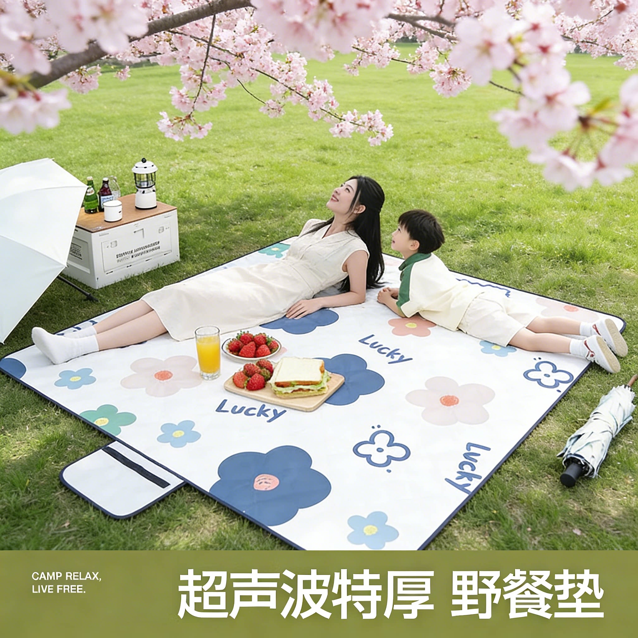 野餐垫防潮垫超声波特厚户外露营垫秋游春游垫草坪野炊草地铺垫