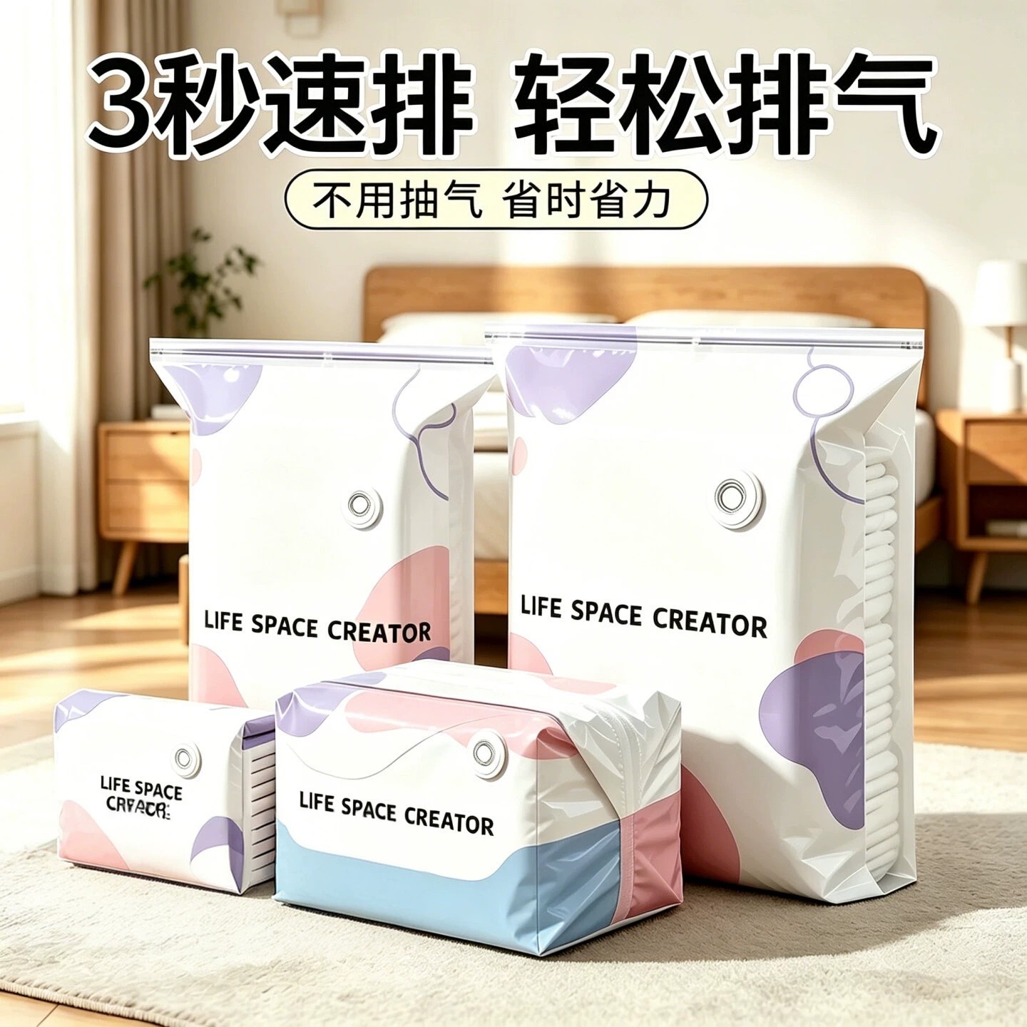 立体免抽气真空压缩袋家用特大加厚耐用收纳被子棉被装衣服羽绒服