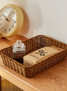 日式仿藤编桌面收纳筐茶几餐桌零食收纳篮小吃篮酒店浴室置物篮子