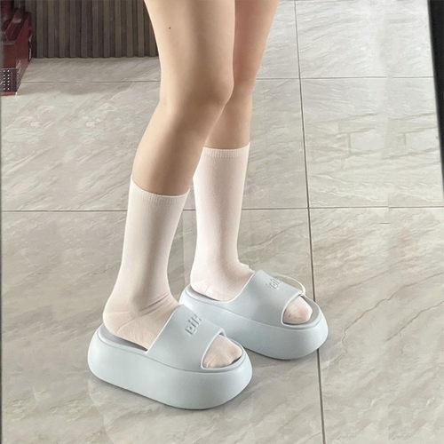奶蓝色厚底拖鞋女夏季