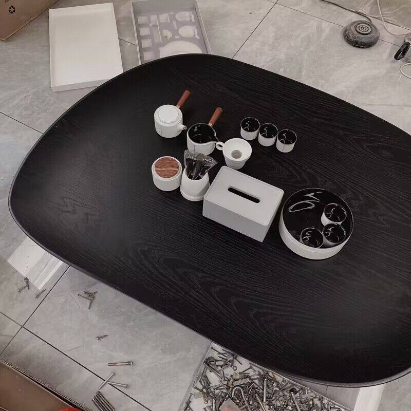 侘寂风设计师样板间茶几椭圆形客角几/边几