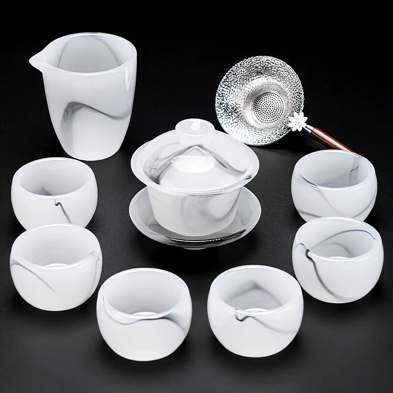 白玉琉璃茶具套装高端精致送长辈图片
