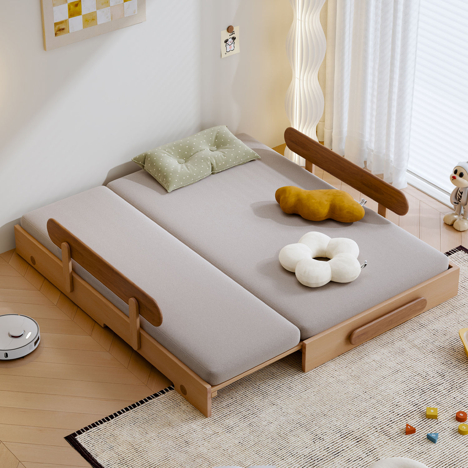 Mother'sChoice实木儿童伸缩床